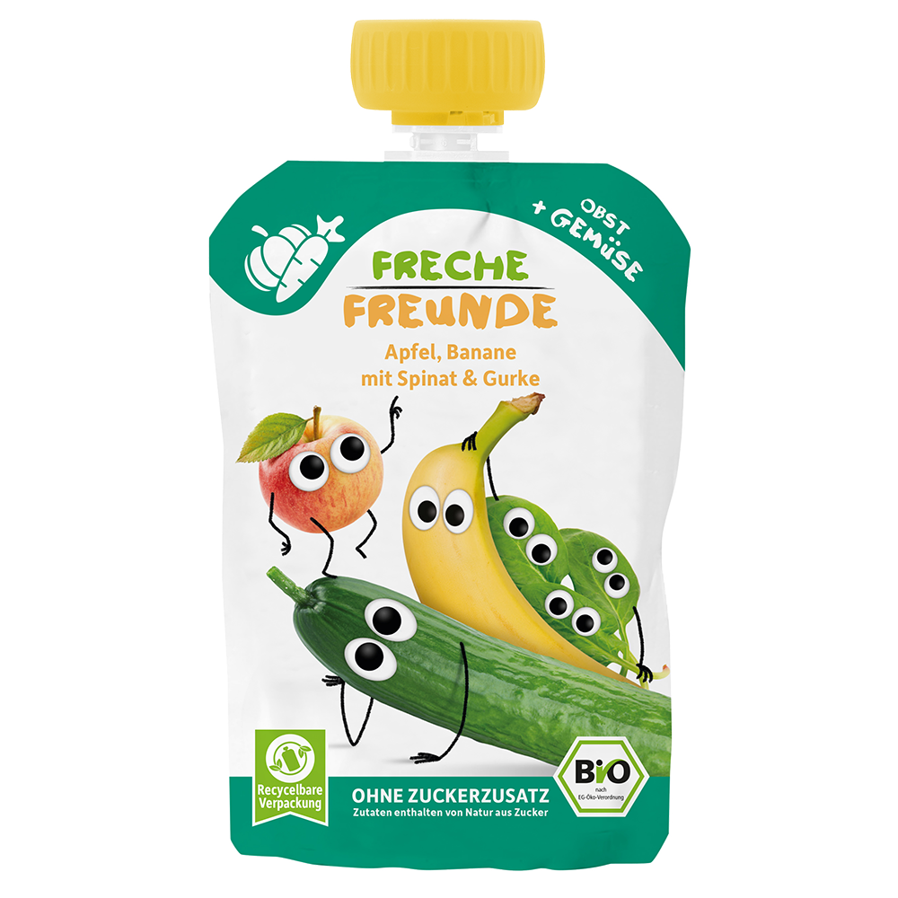 Bild: Freche Freunde Quetschie Apfel, Banane mit Spinat und Gurke