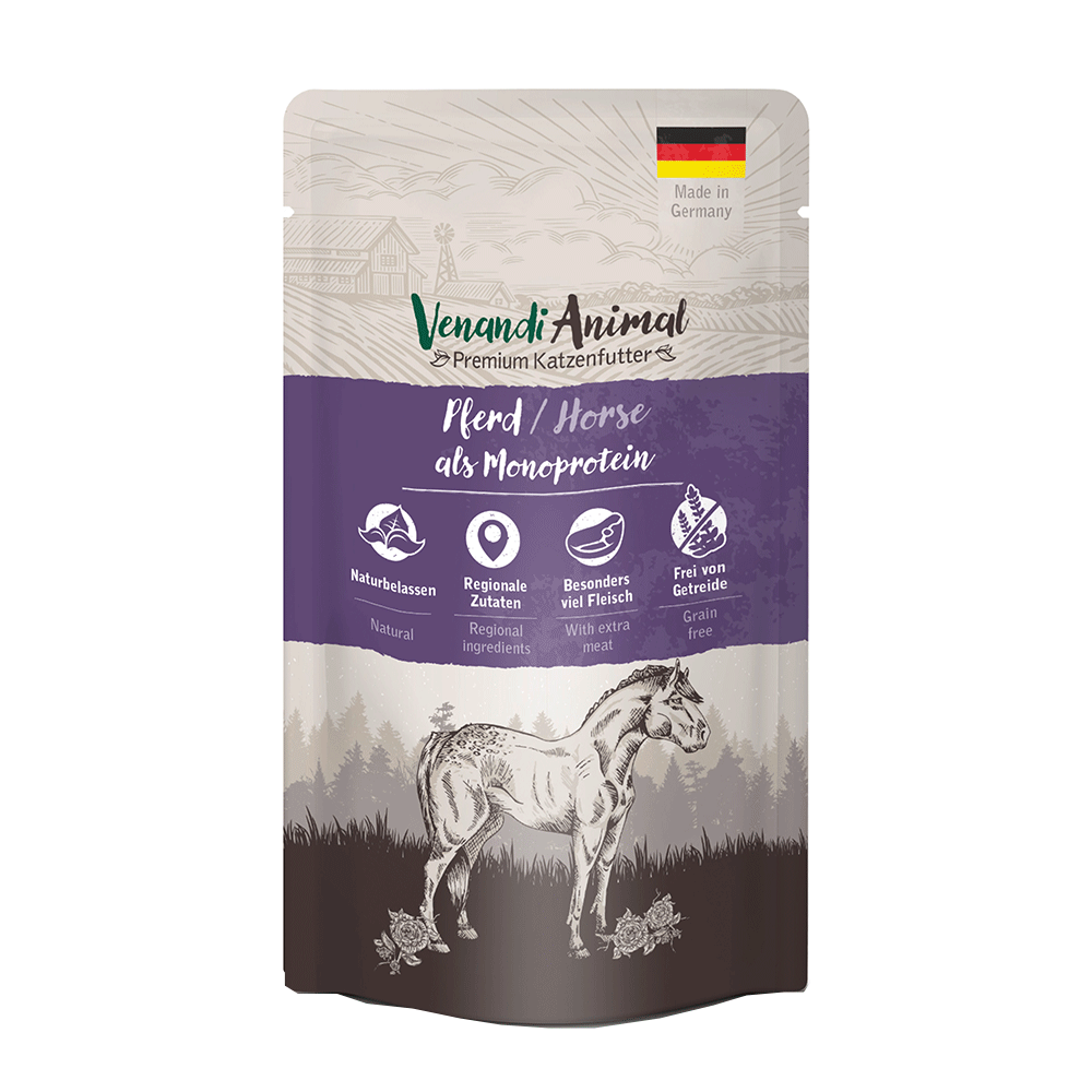 Bild: Venandi Animal Nassfutter Pferd als Monoprotein 