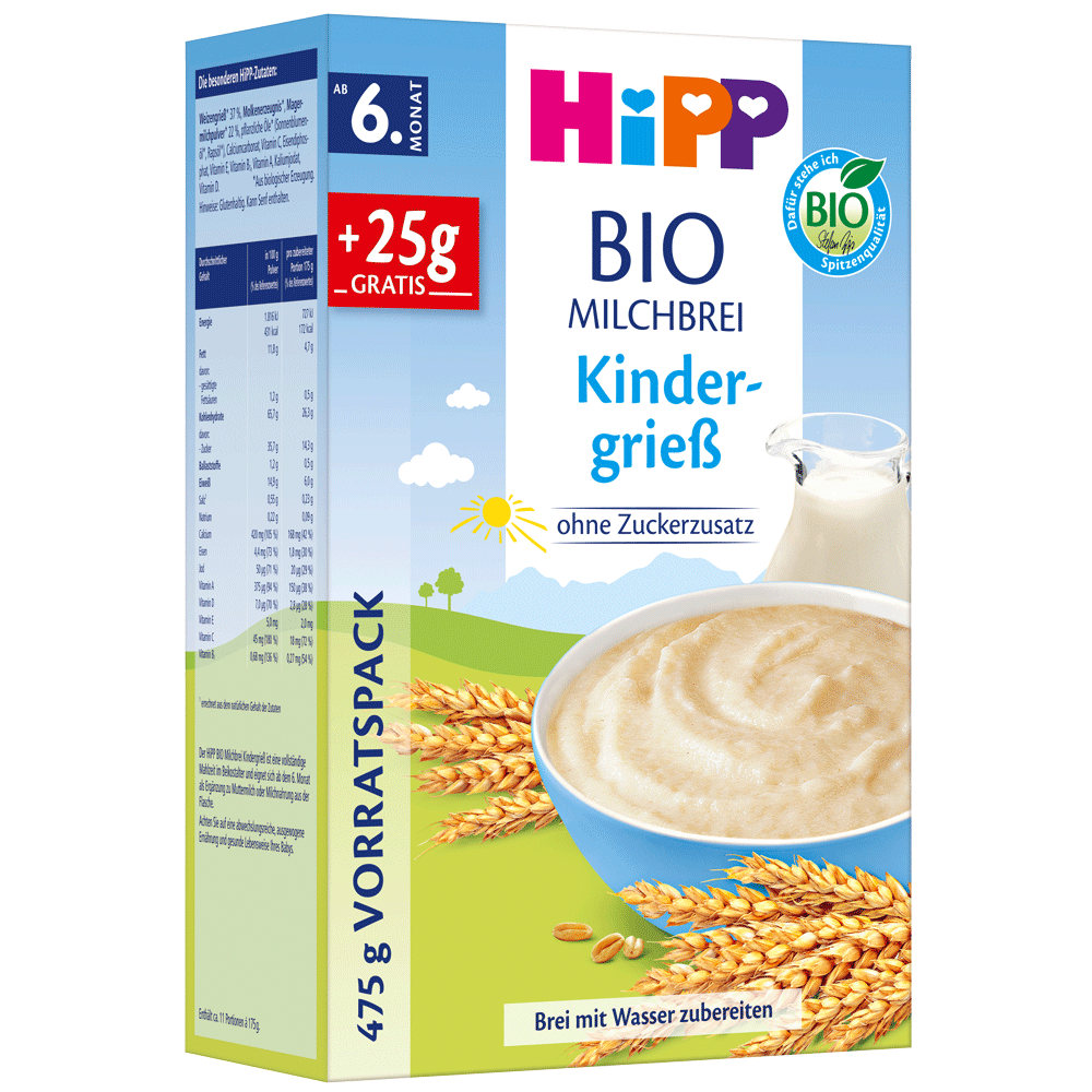 Bild: HiPP Bio Milchbrei Kindergrieß 
