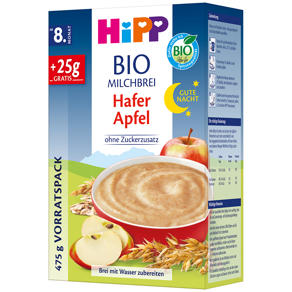Bild: HiPP Bio Milchbrei Hafer Apfel 