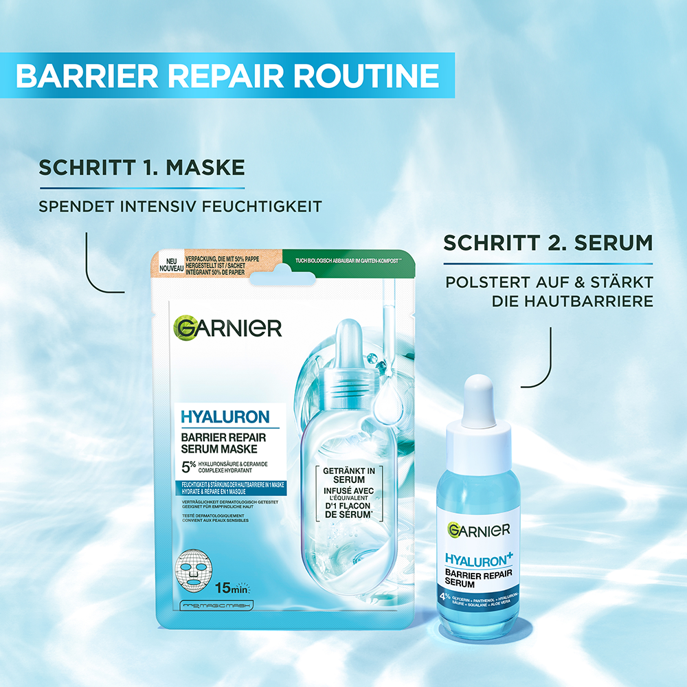 Bild: GARNIER Hyaluron Barrier Repair Serum Maske 
