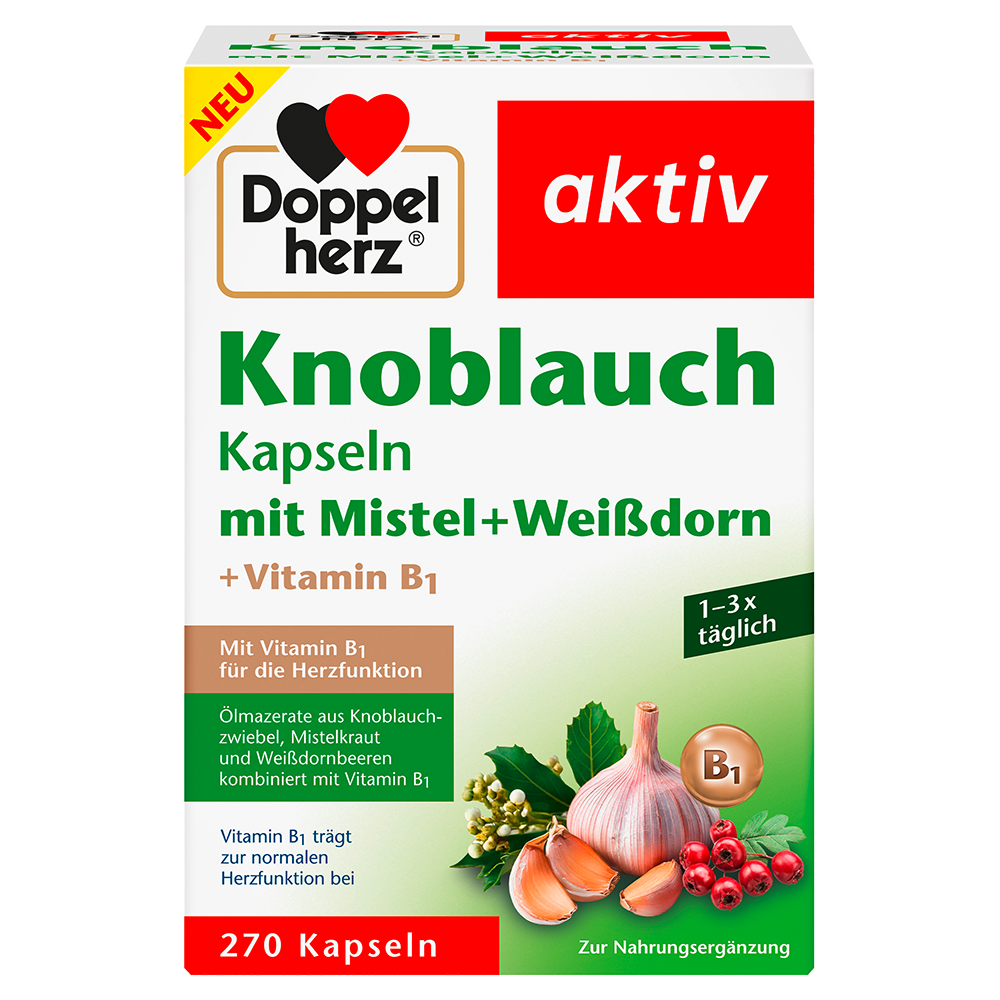 Bild: DOPPELHERZ Knoblauch Kapseln mit Mistel + Weißdorn + Vitamin B1 