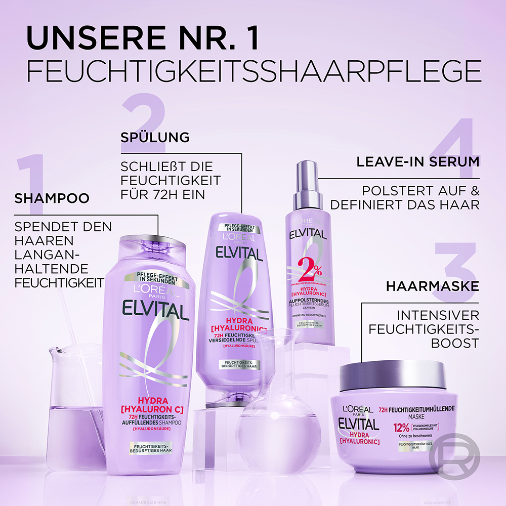 Bild: L'ORÉAL PARIS ELVITAL Hydra [Hyaluronic] 72H Feuchtigkeits-Versiegelnde Spülung 