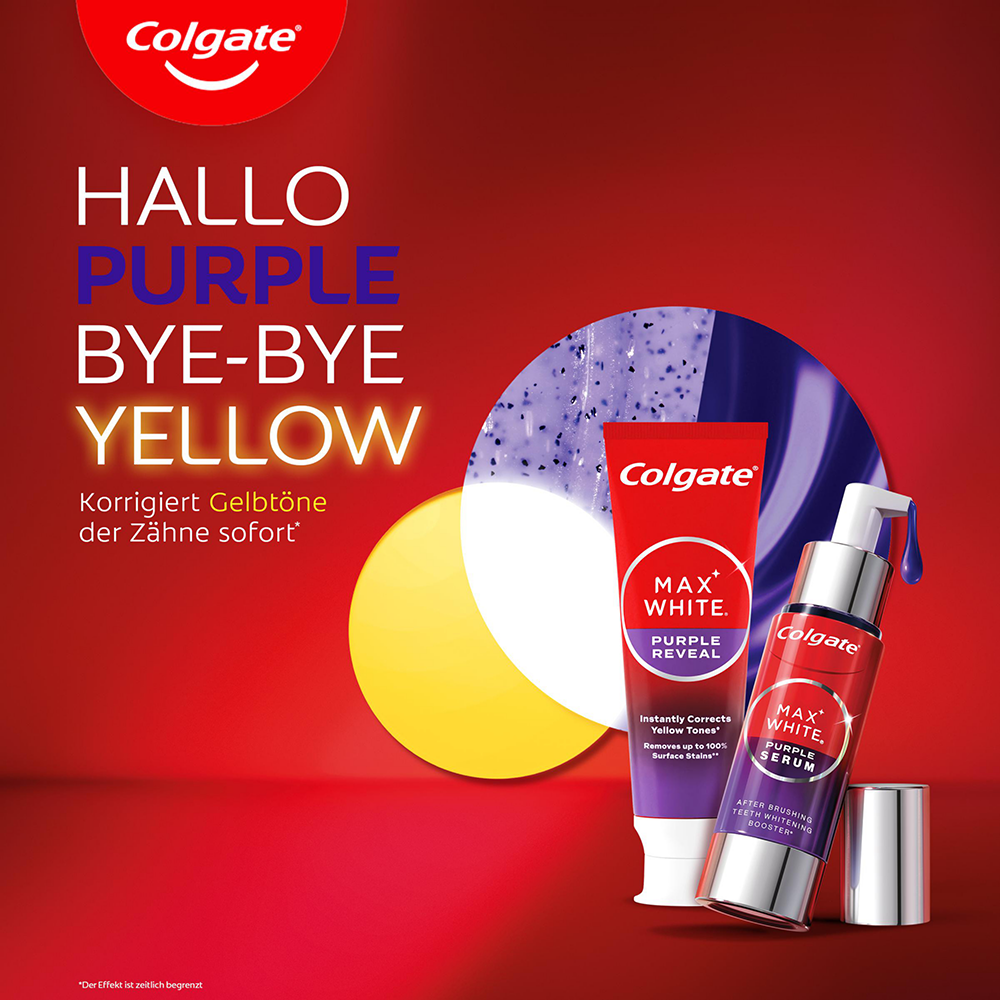 Bild: Colgate Zahnaufhellungsbooster Max White Purple Serum 
