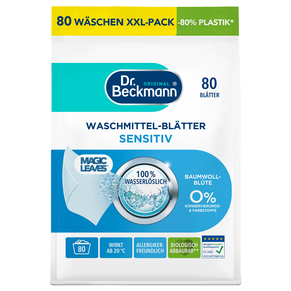 Bild: Dr. Beckmann Waschmittel Blätter Sensitiv 