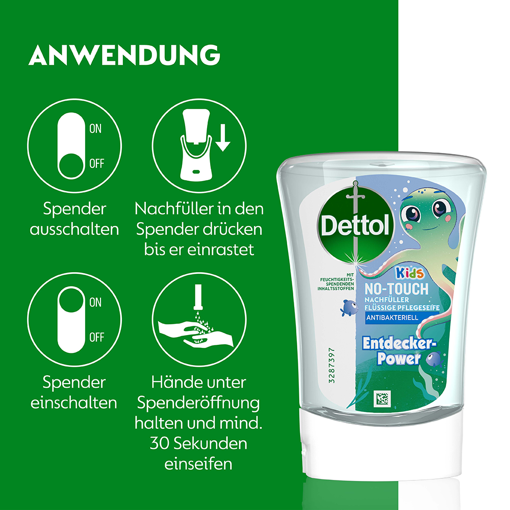 Bild: Dettol Kids No-Touch Nachfüllung Entdeckerpower 