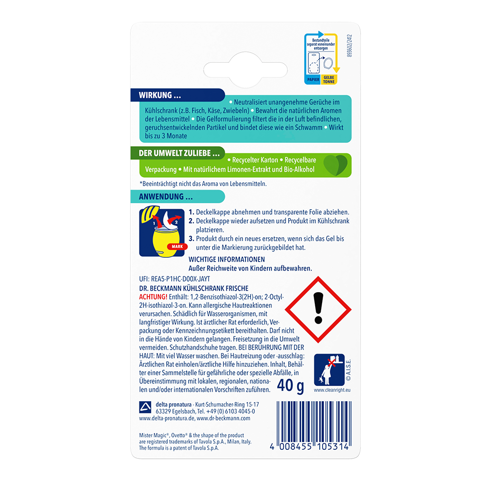 Bild: Dr. Beckmann Kühlschrank Frische 