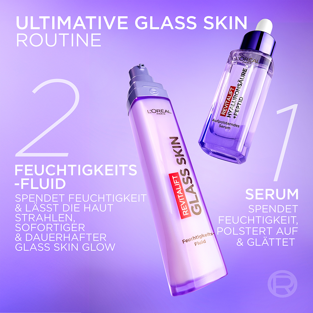 Bild: L'ORÉAL PARIS Revitalift Filler Glass Skin Feuchtigkeits-Fluid 