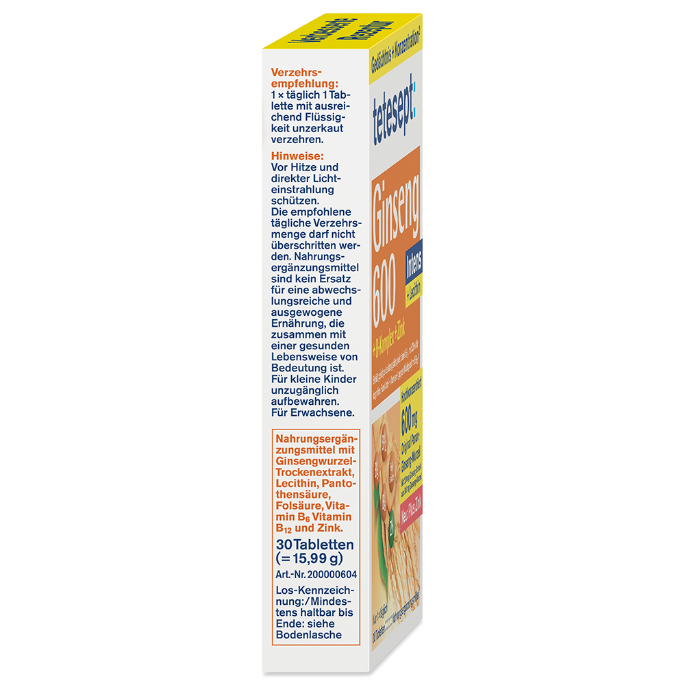 Bild: tetesept: Giseng 600 + B-Komplex + Zink 