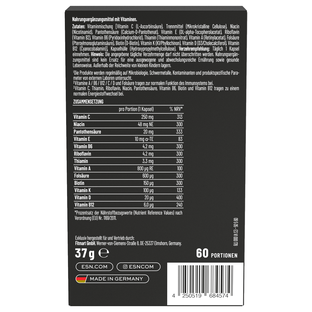 Bild: ESN Vitamin Stack 60 Kapseln 