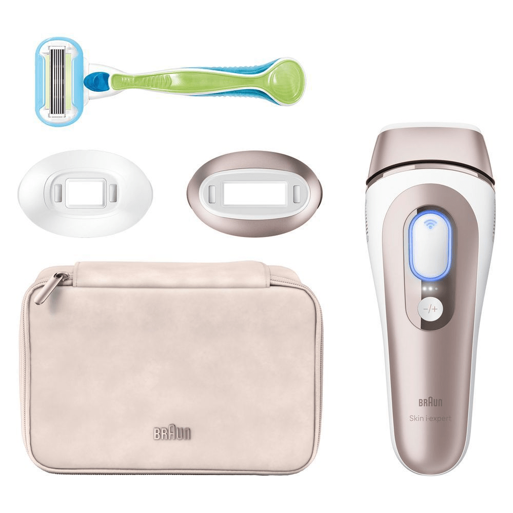 Braun Skin i-expert IPL-Haarentfernungssystem mit Aufbewahrungstasche, Venus-Rasierer und zwei Präzisionsaufsätzen. [EN] Braun Skin i-expert IPL hair removal device with precision head attachments, Venus razor, and storage case. [DA] Braun Skin i•expert IPL hårfjerningssystem vist med etui, Venus barbermaskine og to præcisionshoveder. [RO] Braun Skin i•expert IPL, prezentat cu husă de depozitare, aparat de ras Venus și două capete de precizie. [SV] Braun Skin i-expert IPL hårborttagningssystem visas med tillbehör inklusive rakhyvel, precisionshuvuden och en förvaringsväska. [IT] Braun Skin i-expert mostrato con rasoio Venus, custodia e due testine di precisione per il trattamento di aree specifiche. [CS] Braun Skin i-expert IPL s pouzdrem, holítkem Venus a dvěma nástavci pro přesné ošetření. [HU] Braun Skin i-expert IPL szőrtelenítő rendszer a tartozékaival, beleértve a borotvát, a két fejet és a tárolótáskát. [SK] Braun Skin i-expert IPL, s dvoma nadstavcami, holiacim strojčekom a puzdrom. [FI] Braun Skin i•expert -valoimpulssilaite, jossa on mukana säilytyspussi, Venus-höylä ja kaksi erikokoista tarkkuuspäätä. [NO] Braun Skin i•expert IPL hårfjerningsenhet vist med reiseveske, Venus barberhøvel og presisjonshoder for ulike kroppsområder. [ES] Braun Skin i-expert IPL con estuche de viaje, maquinilla Venus y dos cabezales de precisión. [PT] Braun Skin i-expert IPL com estojo de transporte, gilete Venus e dois acessórios de precisão para diferentes áreas do corpo.;