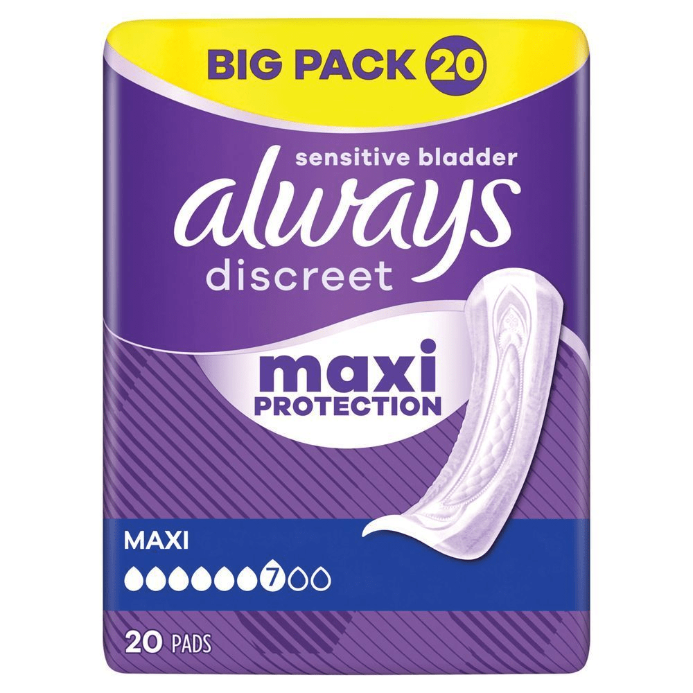 Always Discreet Maxi Schutz Einlagen bei Blasenschwäche, BIG Pack mit 20 Stück.