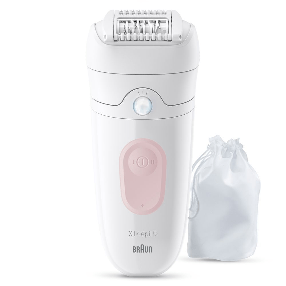 Front view product rendering of Silk-épil 5 and bag on white background.