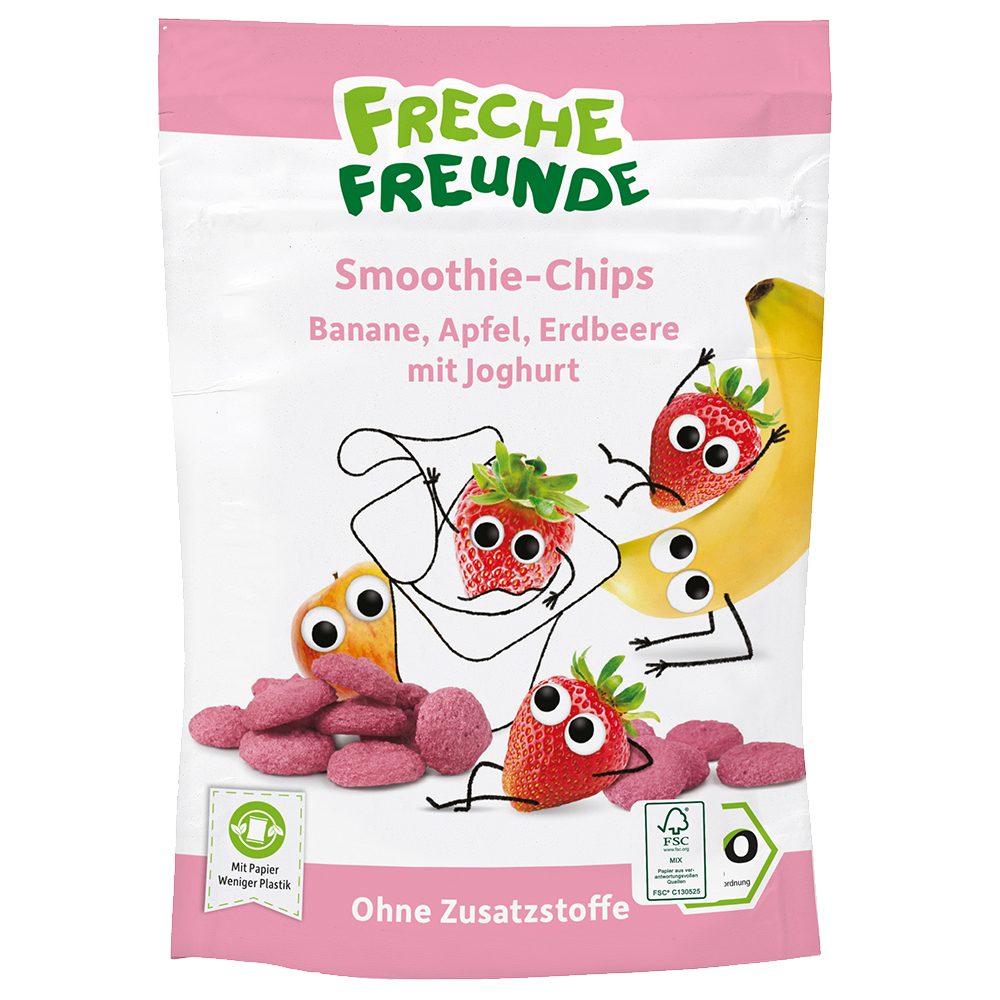 Bild: Freche Freunde Smoothie Chips Apfel, Banane, Erdbeere, Joghurt 