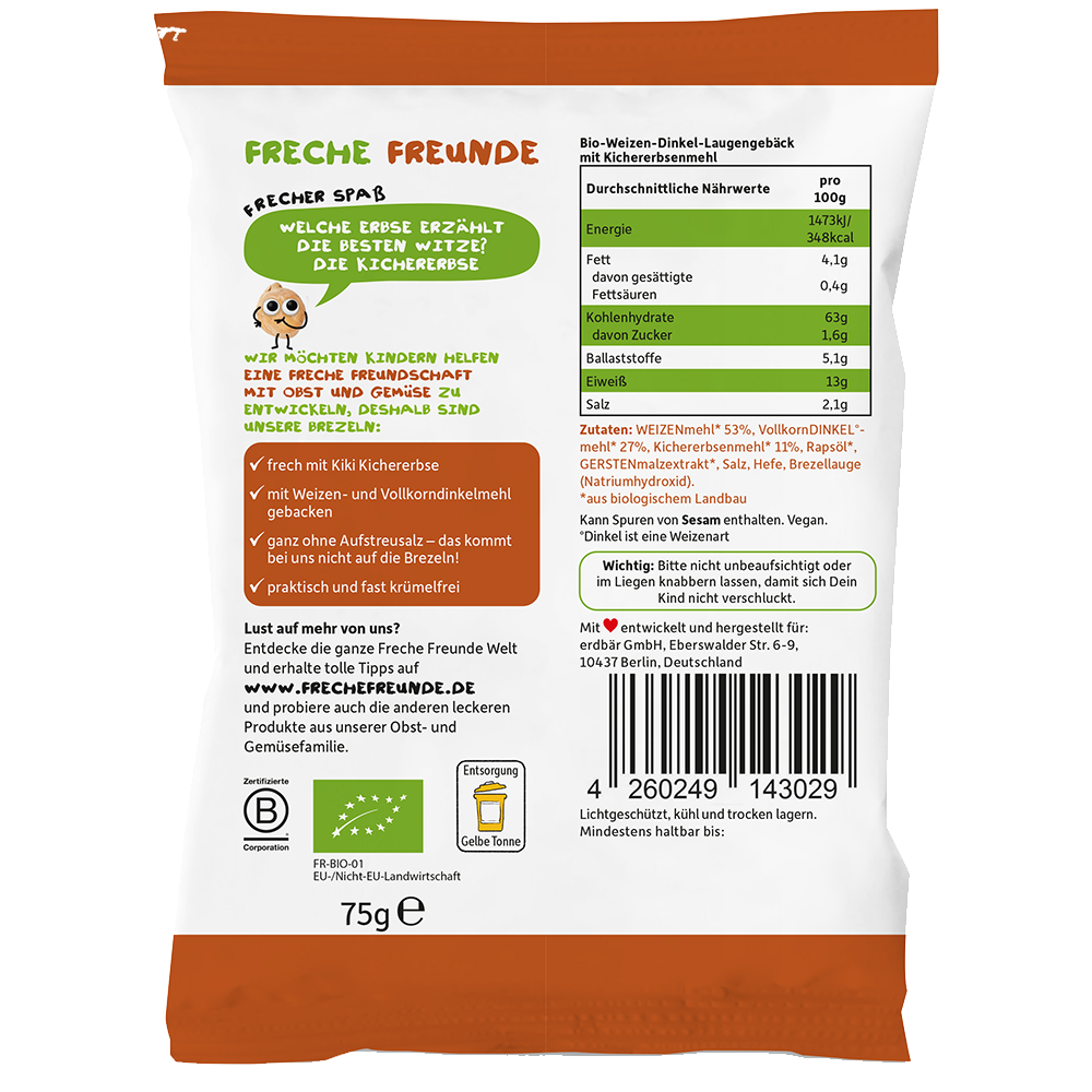 Bild: Freche Freunde Dinkel & Kirchererbse Brezeln 