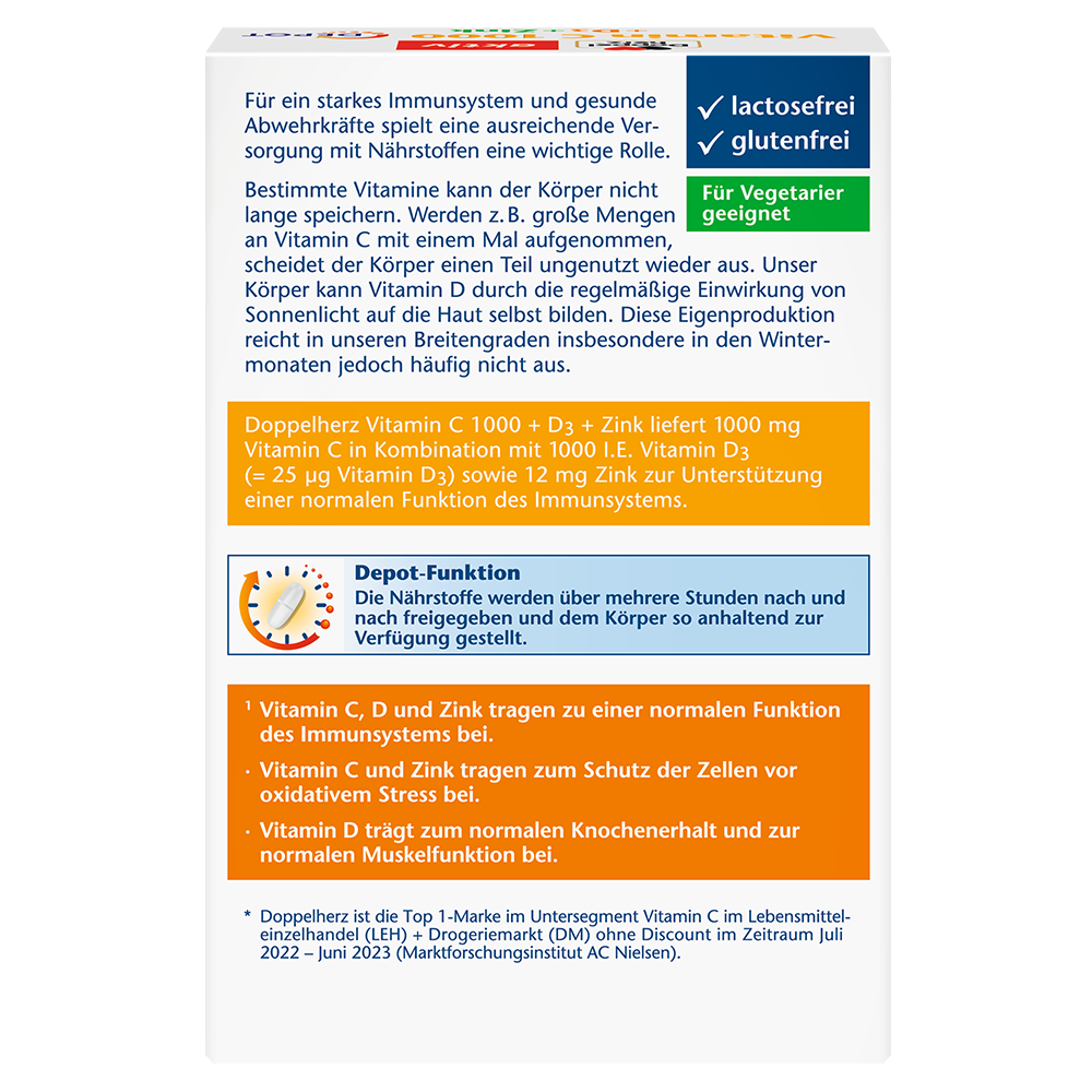 Bild: DOPPELHERZ Vitamin C 1000 + D3 + Zink 