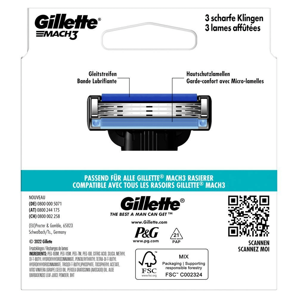 Bild: Gillette Mach3 Ersatzklingen für Männer 
