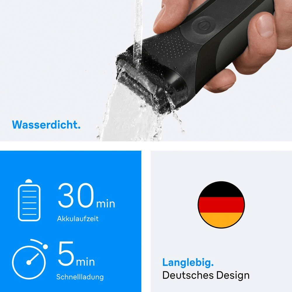 Bild: Braun Series 3 Elektrorasierer, Trockenrasierer, 300s, Grau 