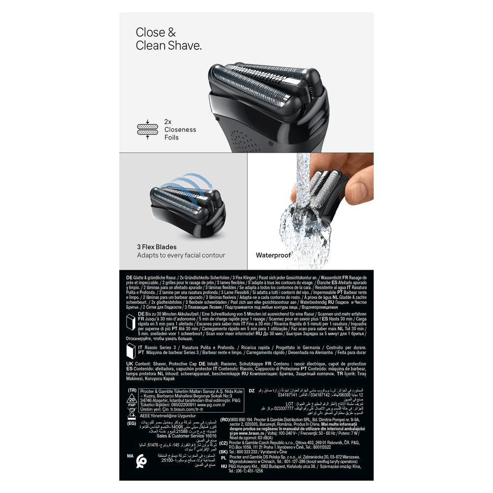 Bild: Braun Series 3 Elektrorasierer, Trockenrasierer, 300s, Grau 
