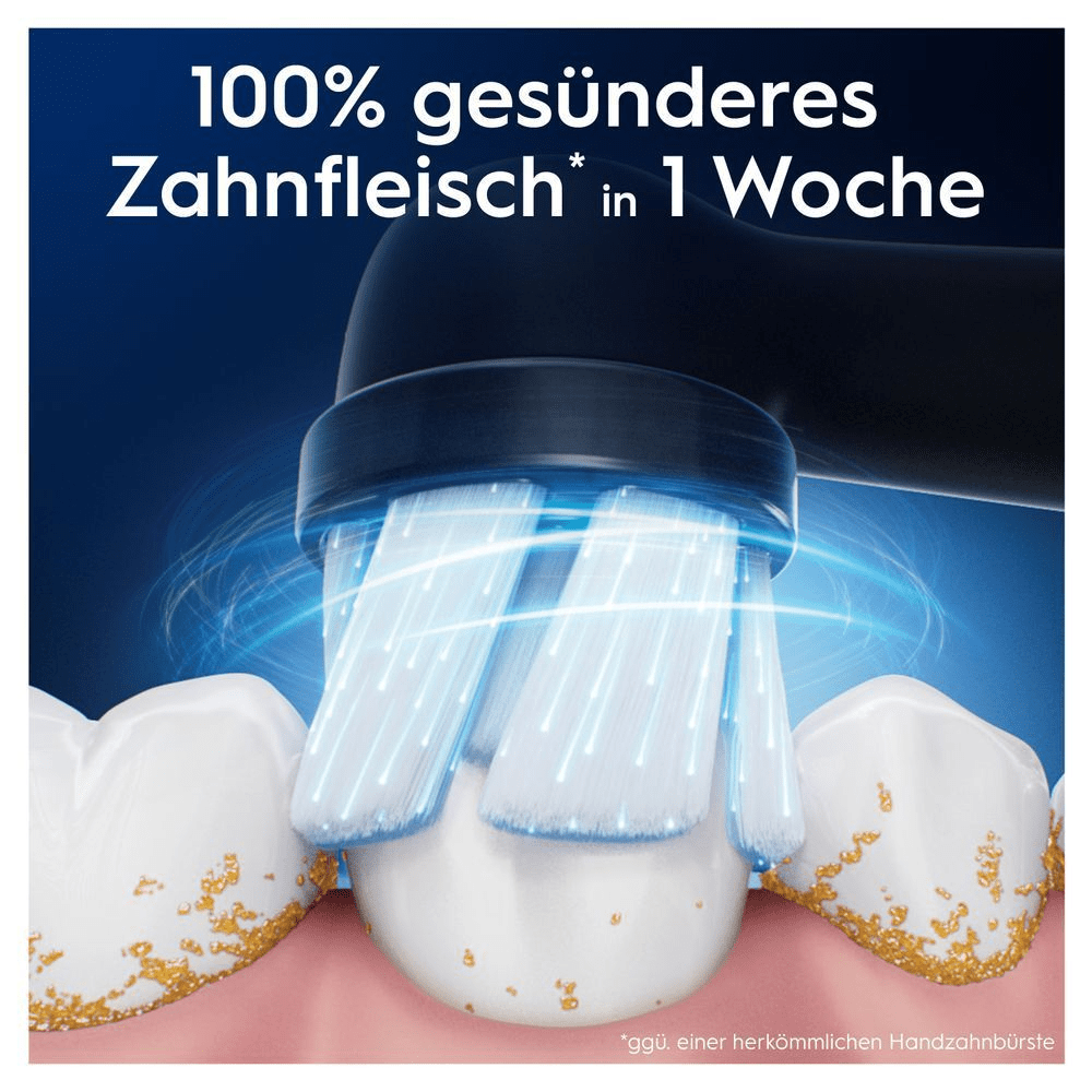 Oral-B Zahnbürste reinigt Zähne und Zahnfleisch, um in einer Woche 100% gesünderes Zahnfleisch zu erzielen.