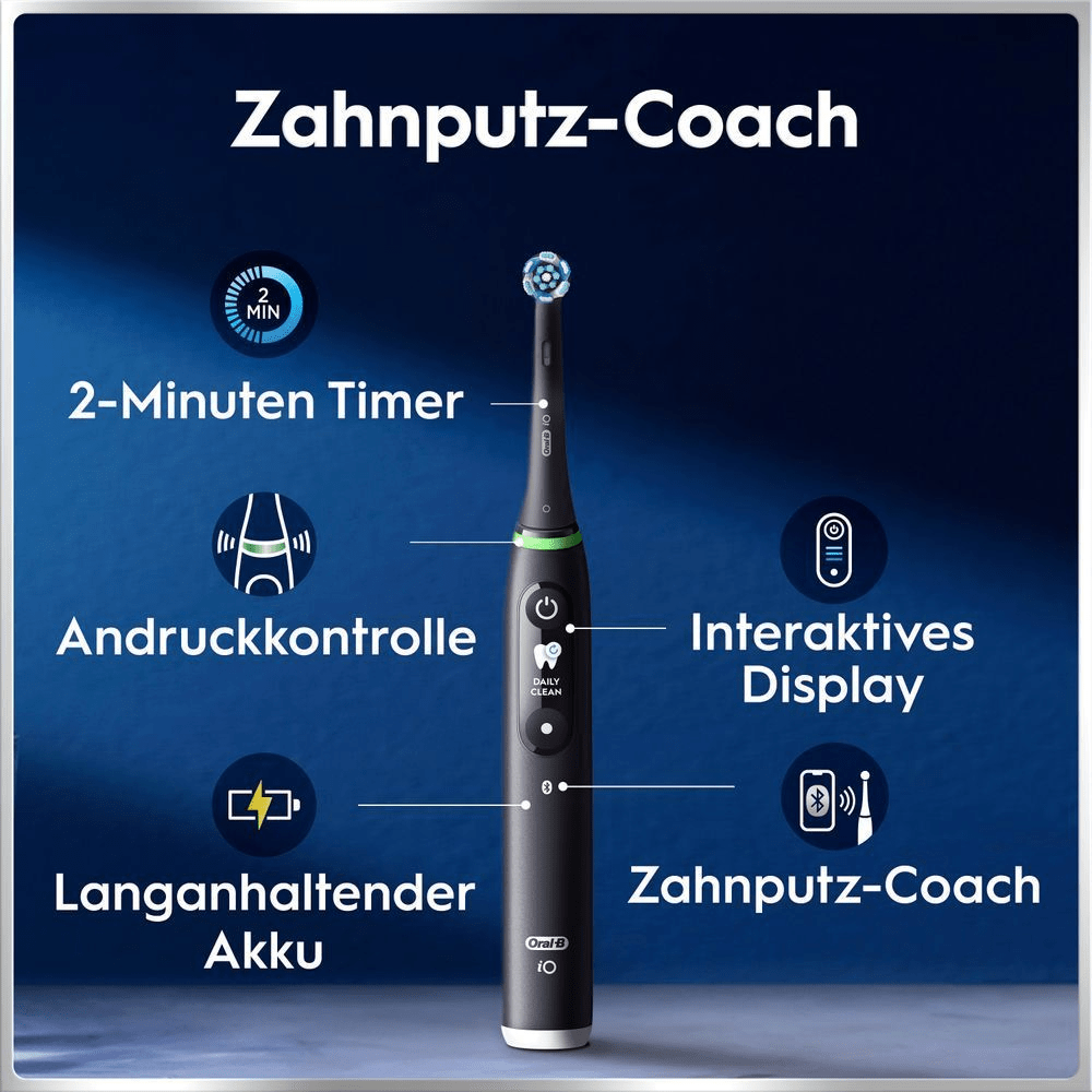 E-ZahnbÃ¼rste mit Timer, Andruckkontrolle, Display, Akku und Zahnputz-Coach