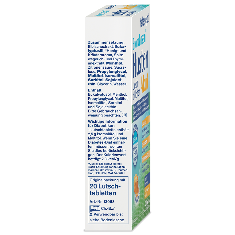 Bild: tetesept: Bronchosan Husten Akut Lutschtabletten 