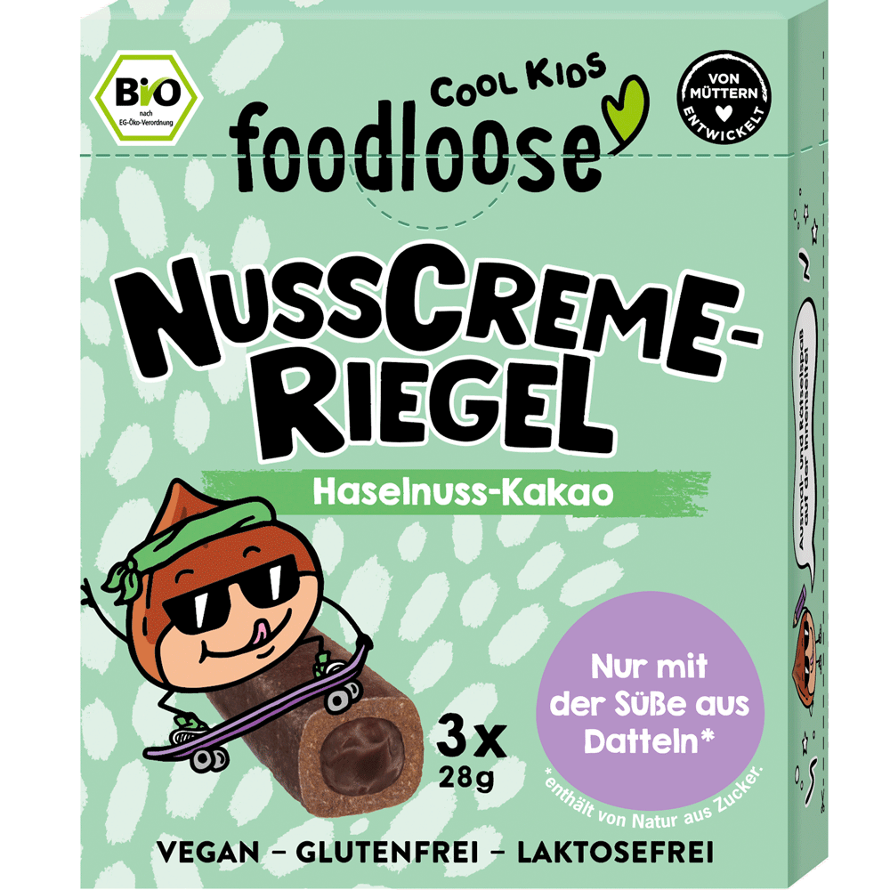 Bild: Foodloose Nusscreme Riegel Haselnuss Kakao 