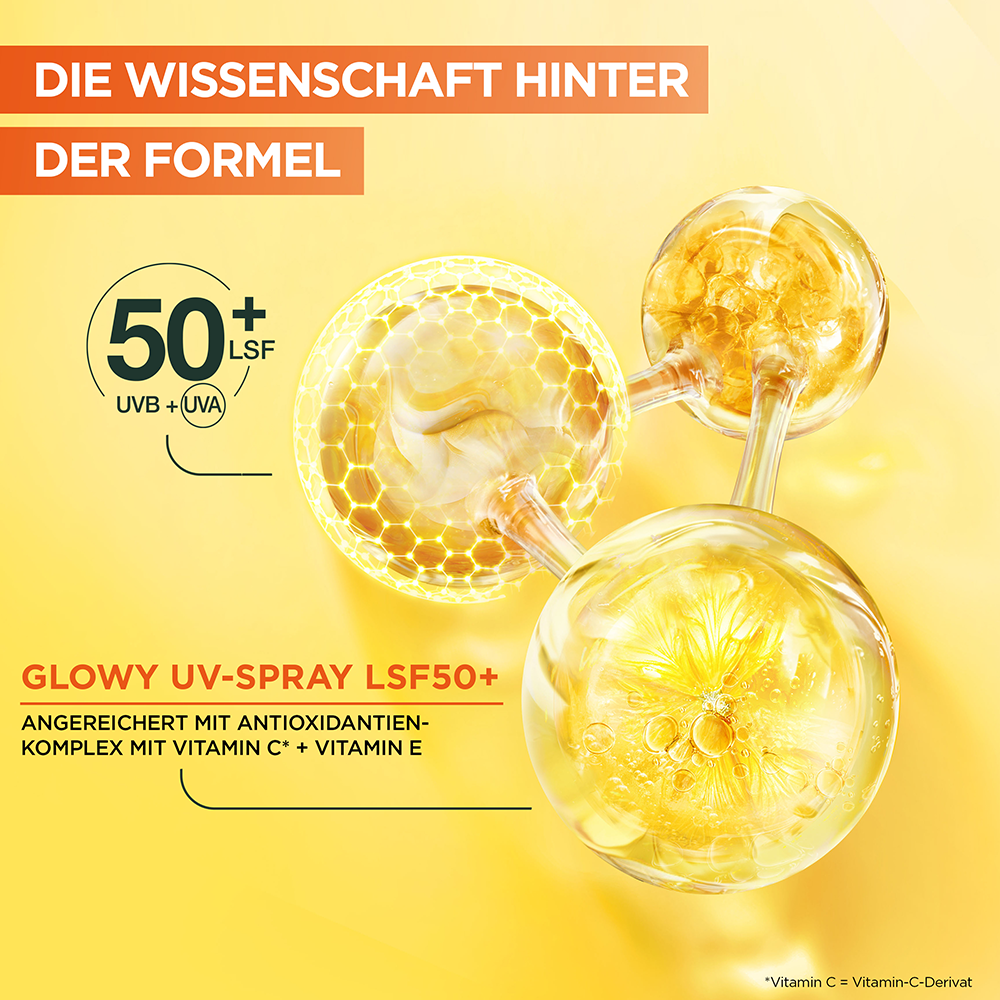 Bild: GARNIER Vitamin C* Glowy UV Over Make-up Spray LSF 50+ 