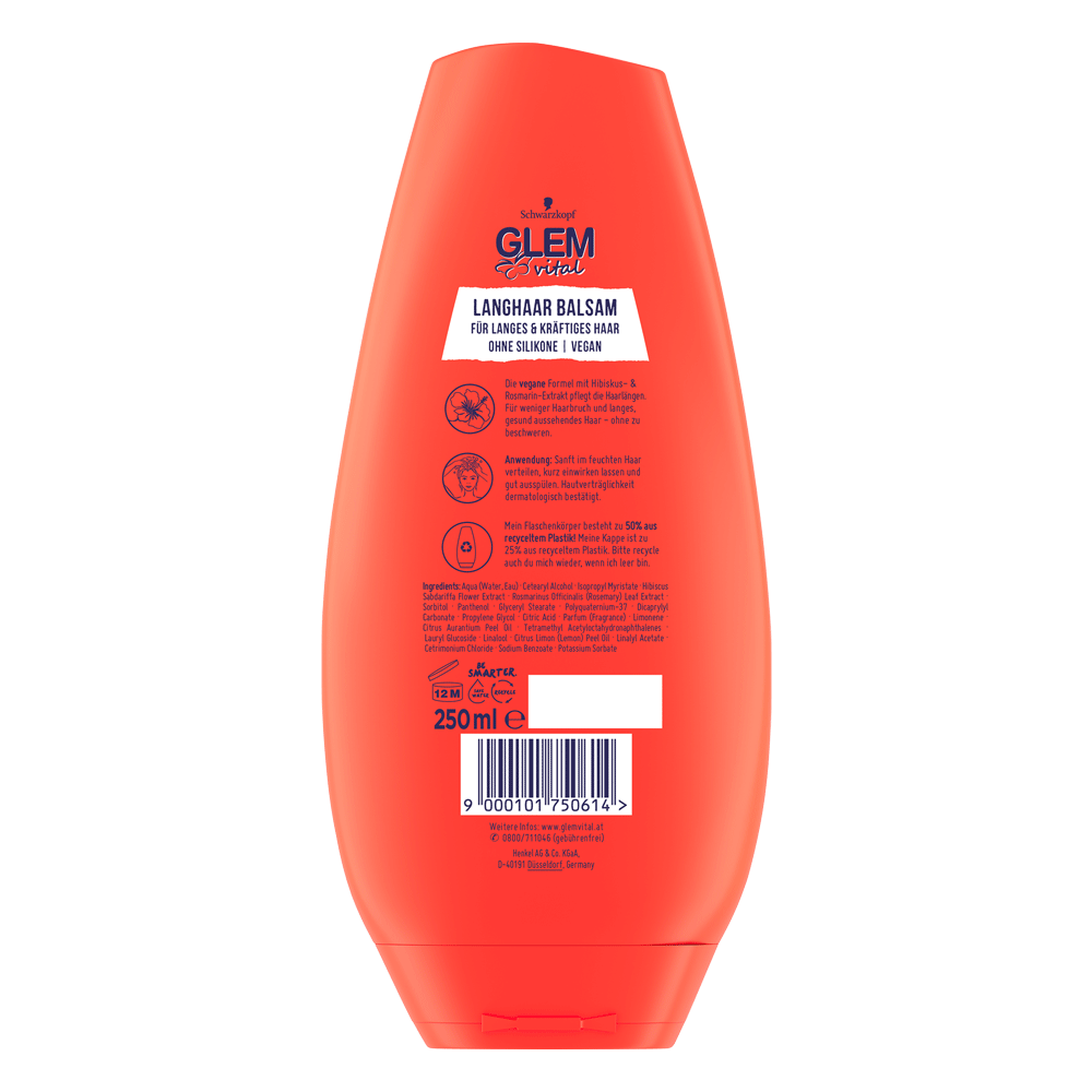 Bild: GlemVital Langhaar Balsam Pflege und Kämmbarkeit Hibiskus und Rosmarin 