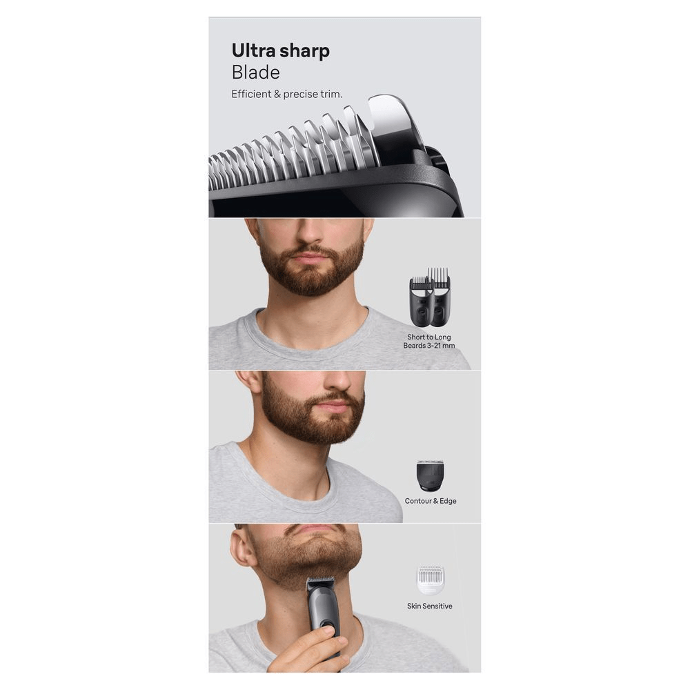 Bild: Braun All-in-One Series 3, 4-in-1 Groomingset, ultrascharfe Klinge, 14 Längen, AIO3500, Grau 