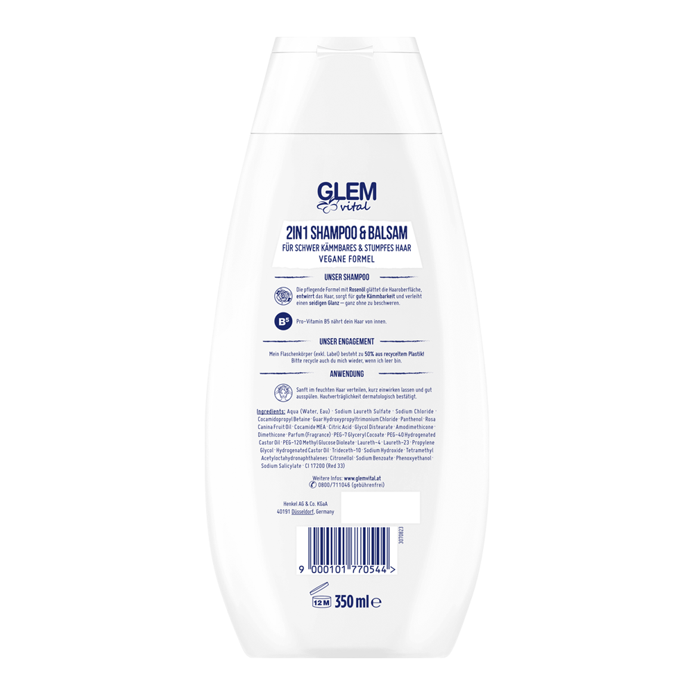 Bild: GlemVital 2in1 Shampoo & Balsam Rosenöl 