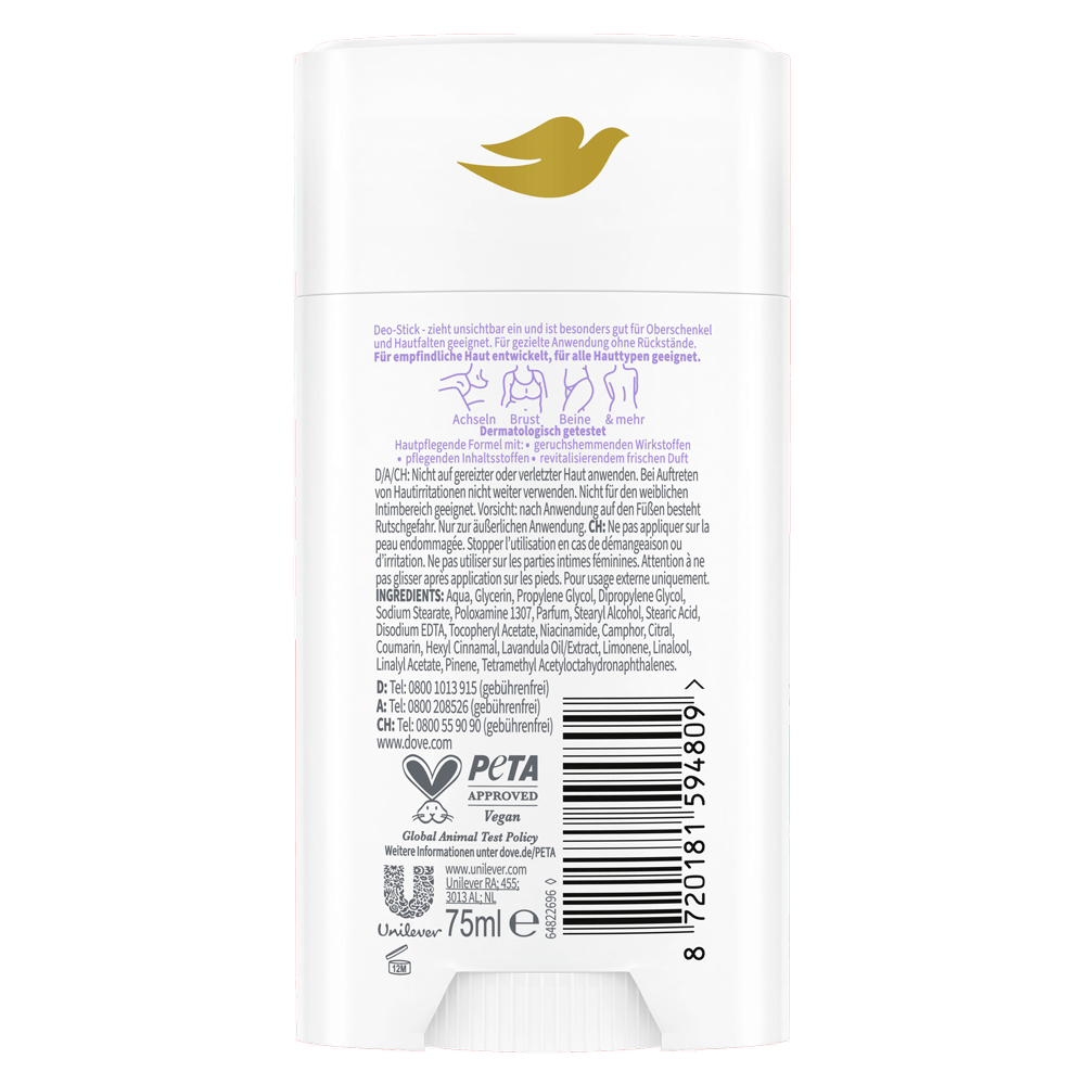 Bild: Dove Deo Stick Whole Body Lavendel und Kamillenduft 
