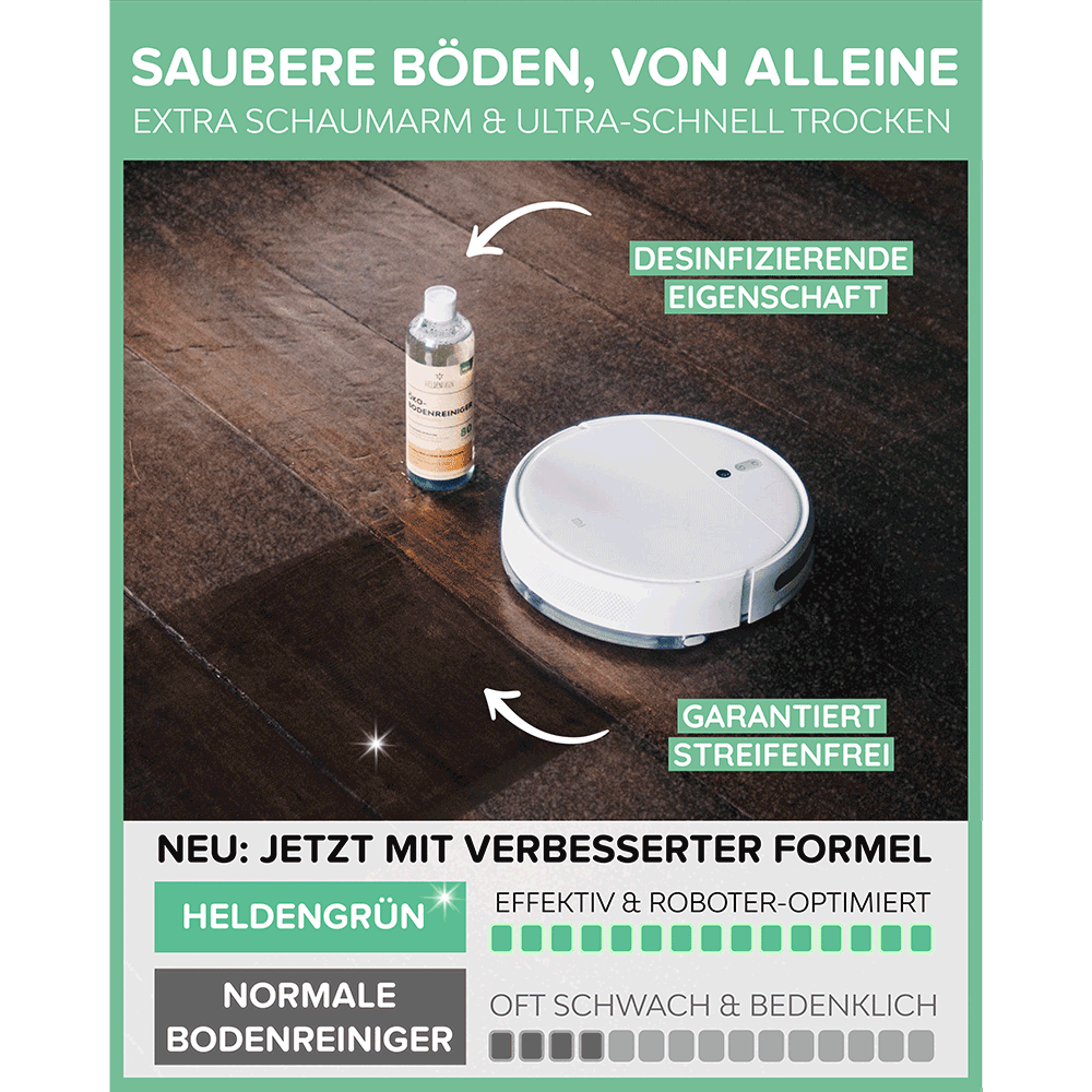 Bild: Heldengrün Bodenreiniger für Wischroboter Lemongrass