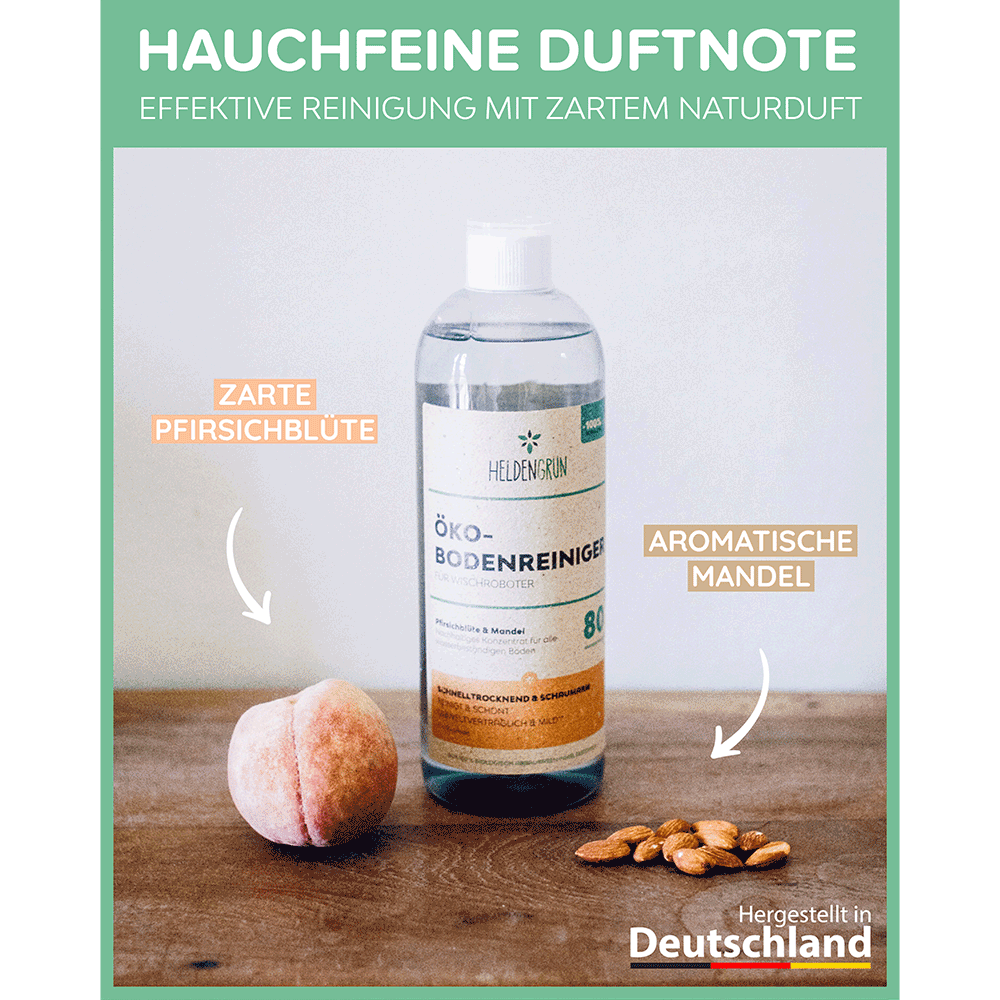 Bild: Heldengrün Bodenreiniger für Wischroboter Pfirsichblüte