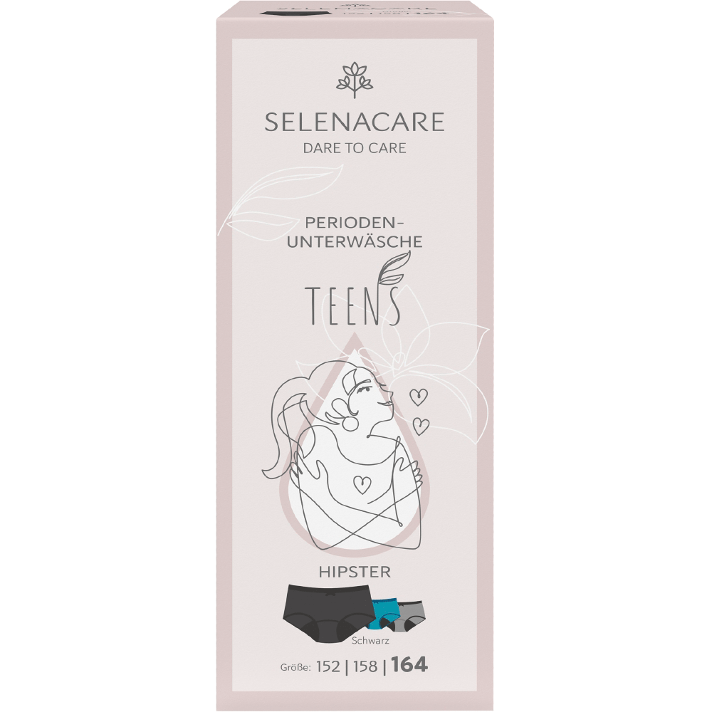 Bild: SELENACARE Menstruationswäsche Teens Hipster, Schwarz
