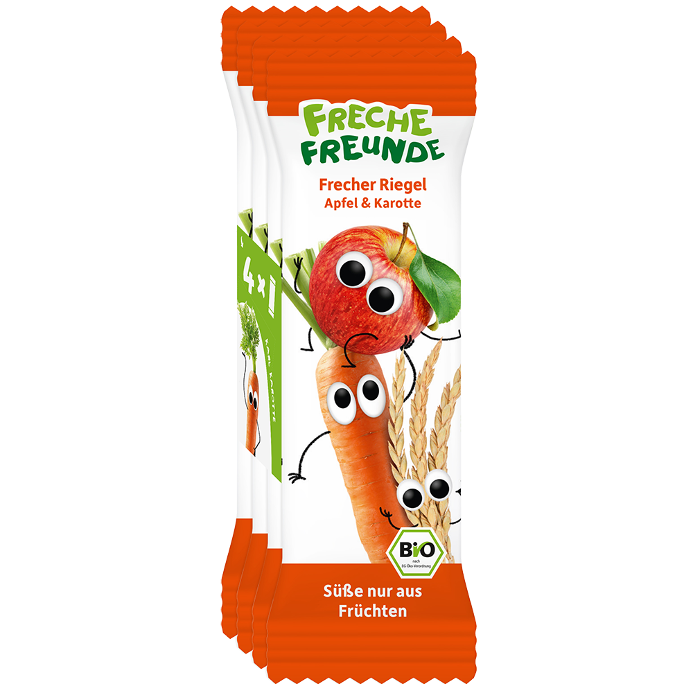 Bild: Freche Freunde Frecher Riegel Apfel und Karotte