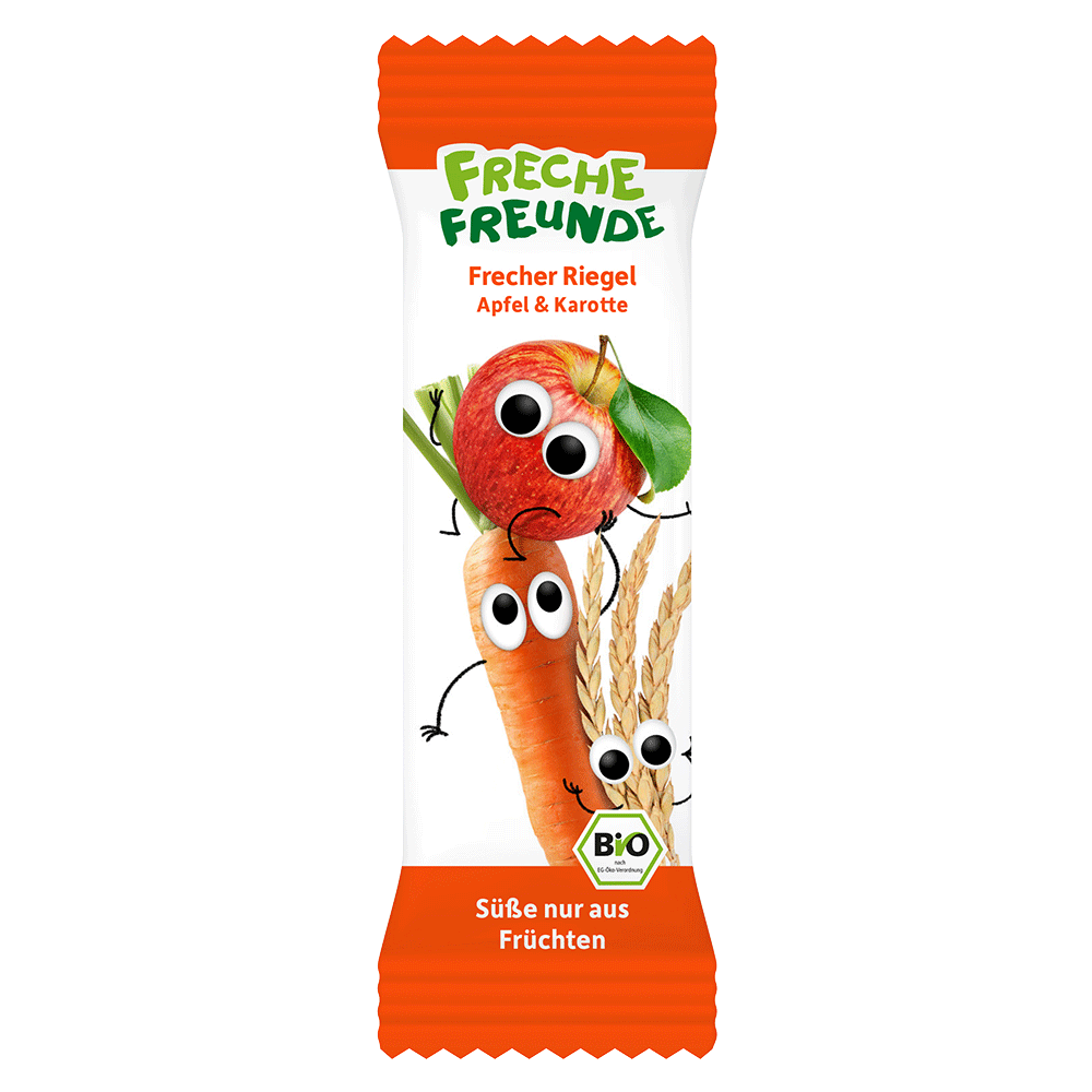 Bild: Freche Freunde Frecher Riegel Apfel und Karotte
