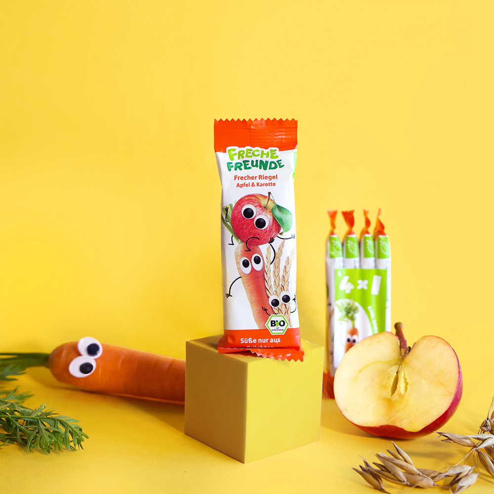 Bild: Freche Freunde Frecher Riegel Apfel und Karotte