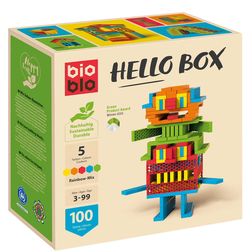 Bild: BioBlo Hello Box Rainbow Mix 100 Bausteine 