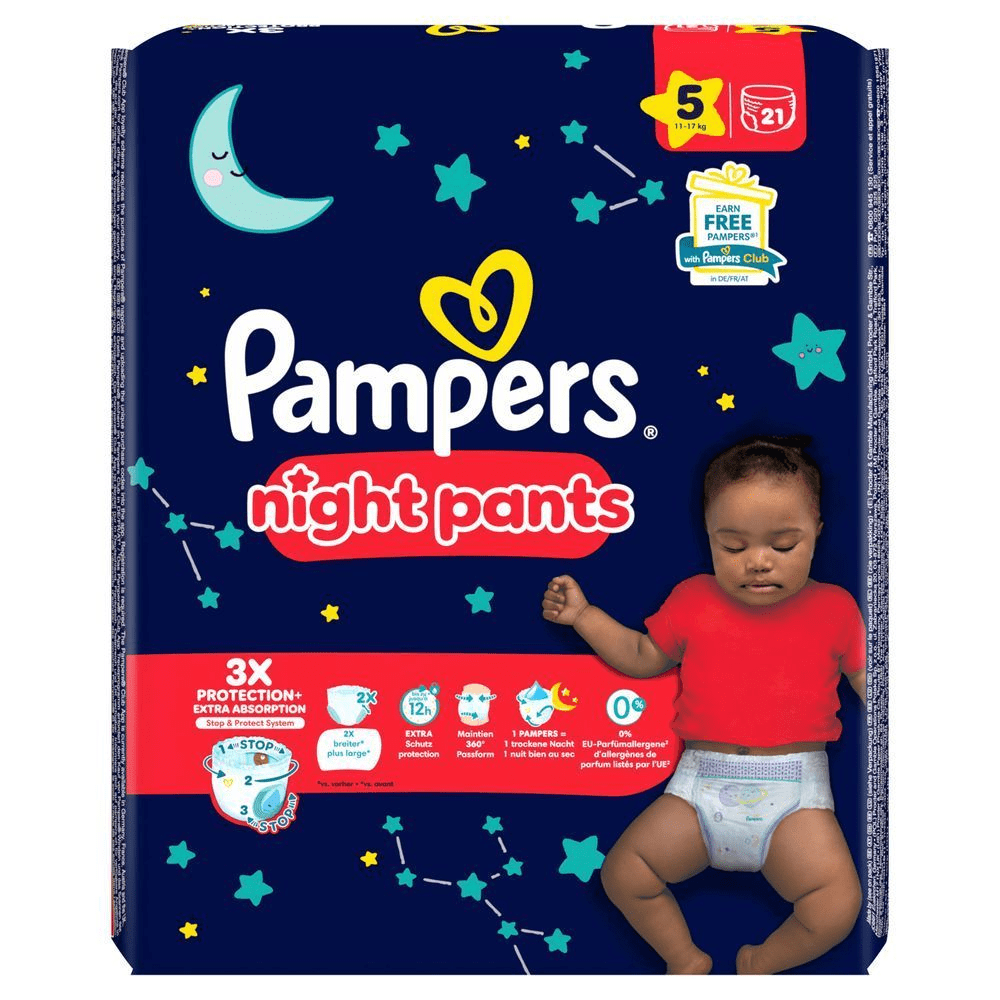 Bild: Pampers Night Pants Größe 5, 11kg-17kg, 