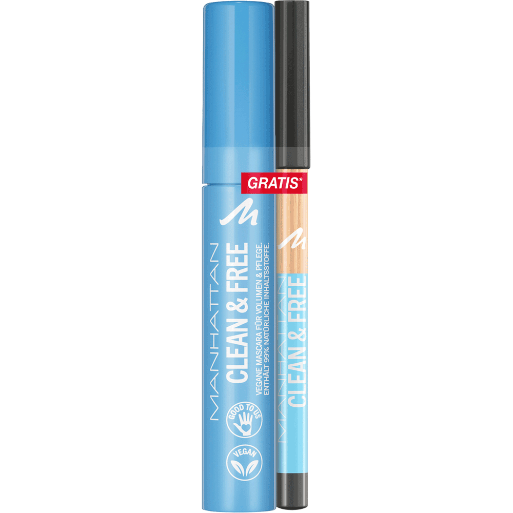 Bild: MANHATTAN Clean & Free Mascara Black 1010N + Gratis Eyeliner black + black