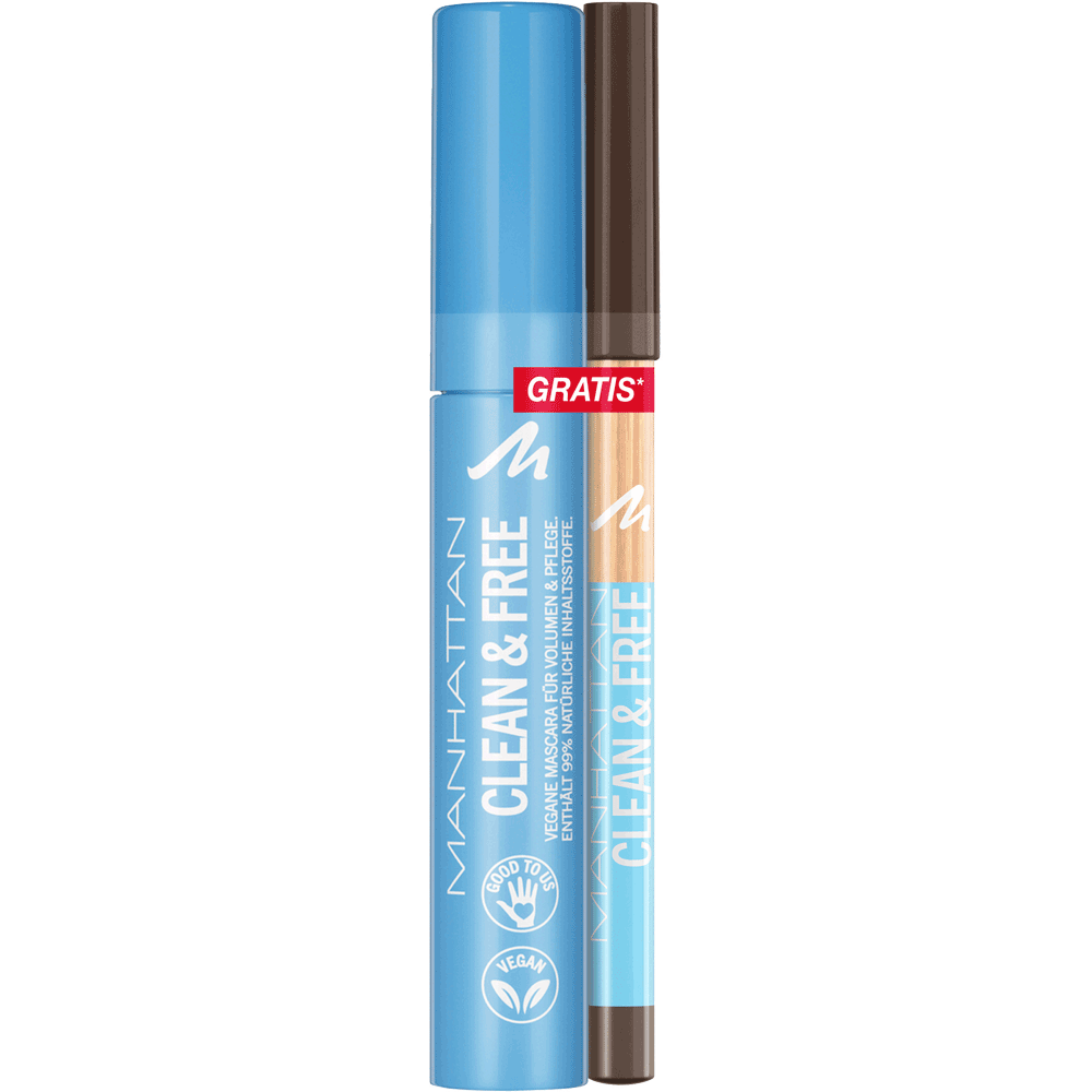 Bild: MANHATTAN Clean & Free Mascara Black 1010N + Gratis Eyeliner black + pecan brown