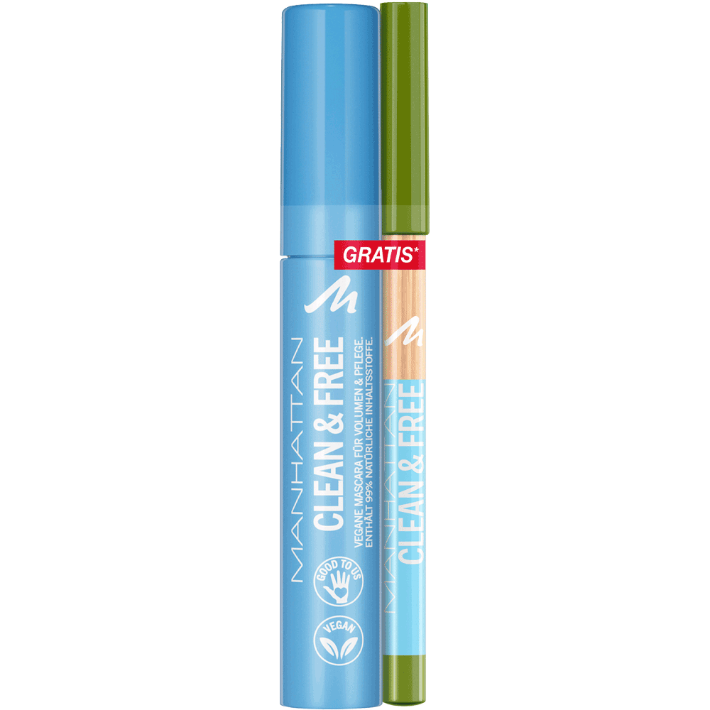 Bild: MANHATTAN Clean & Free Mascara Brown 99T + Gratis Eyeliner brown + soft orchard