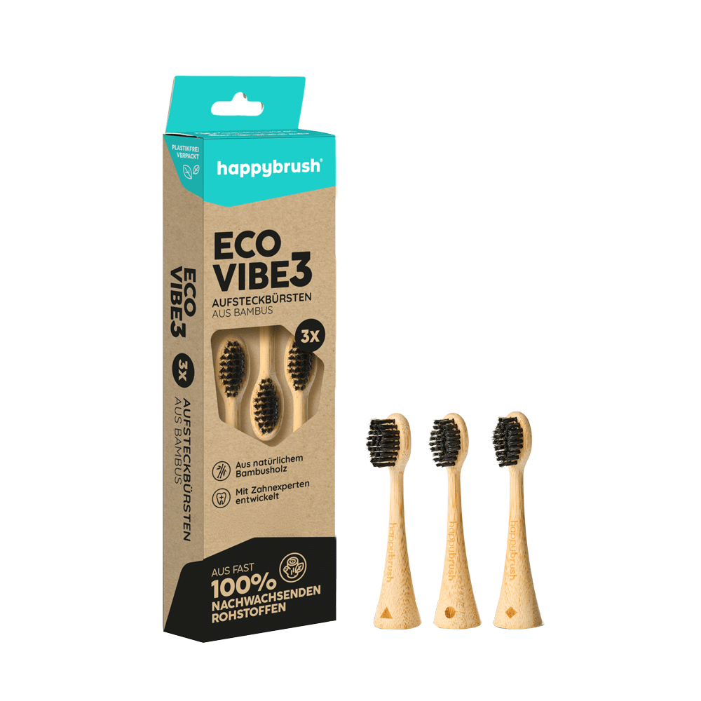 Bild: happybrush Aufsteckbürsten Eco V3 Bambus 