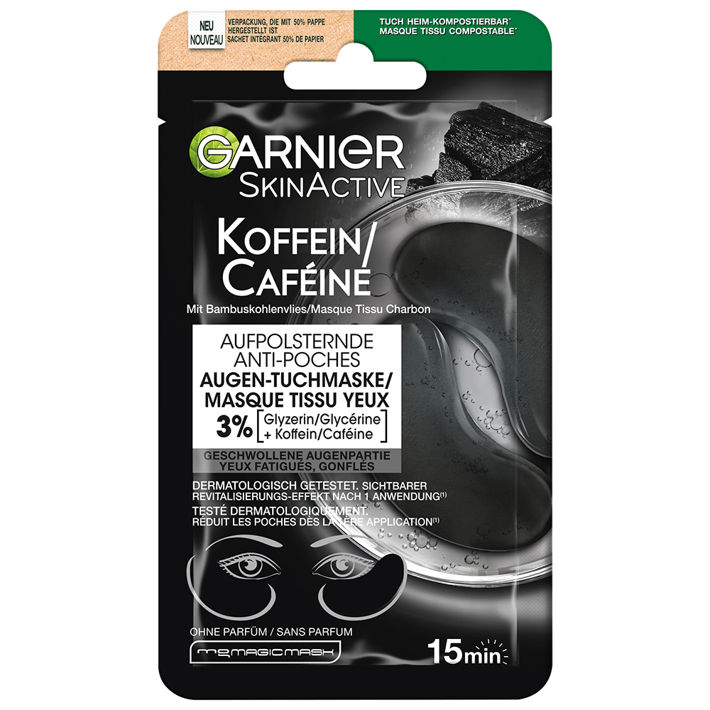 Bild: GARNIER SKIN ACTIVE Koffein Aufpolsternde Augen-Tuchmaske