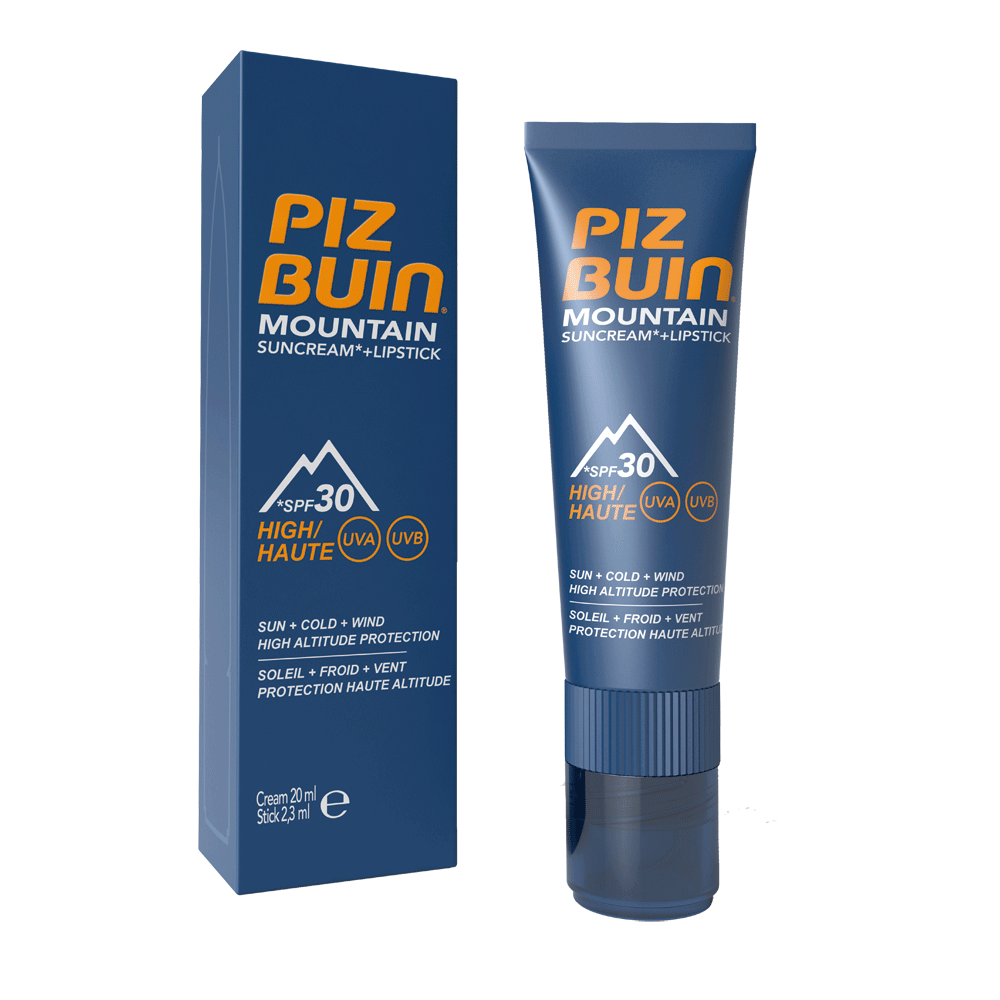 Bild: PIZ BUIN Mountain Combi Cream LSF30 + Lipstick LSF20