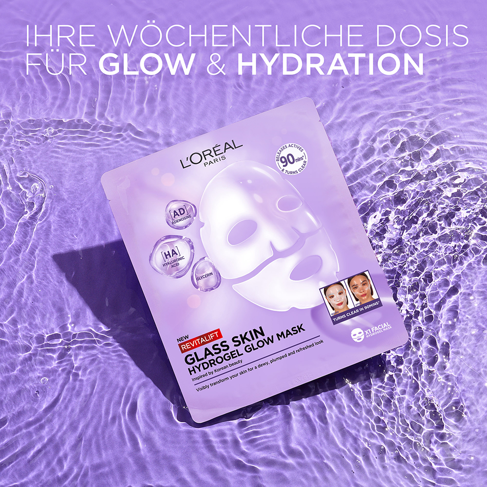 Bild: L'ORÉAL PARIS Revitalift Filler Glass Skin Hydrogel Glow Mask