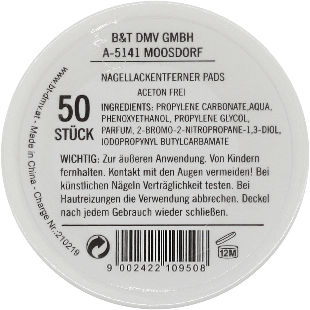Bild: b&t Nagellackentferner Pads i love B&T