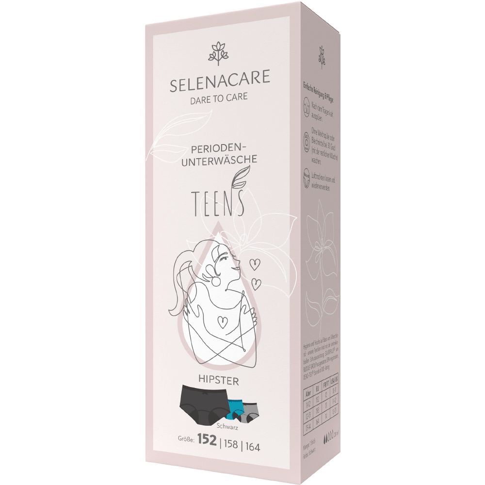 Bild: SELENACARE Menstruationswäsche Teens Hipster, Schwarz