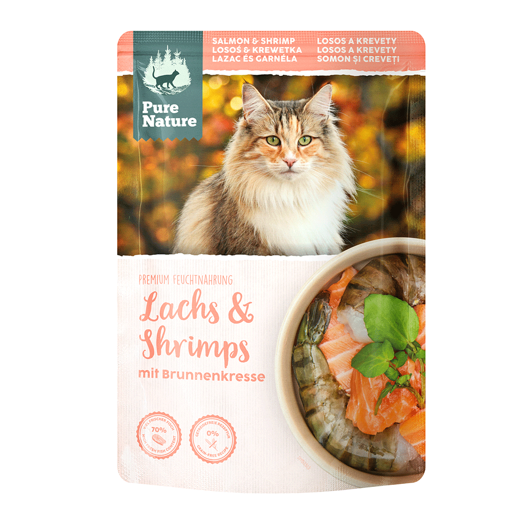 Bild: Pure Nature Premium Feuchtnahrung Lachs und Shrimps mit Brunnenkresse